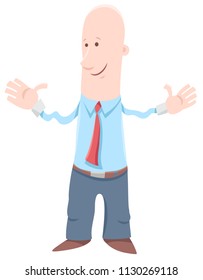 Cartoon Illustration of Funny Businessman or Man in Suit Character