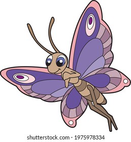 Cartoon Illustration of Funny butterfly. Cute and funny cartoon characters.