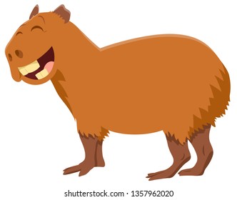 Cartoon Illustration of Funny Capybara Animal Character