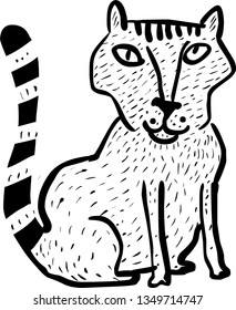 Cartoon illustration of funny cat