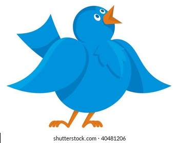 Cartoon Illustration Funny Cheerful Blue Bird Stock Vector (Royalty ...