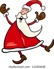 Cartoon Illustration of Funny Christmas Santa Claus or Papa Noel