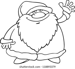 Cartoon Illustration of Funny Christmas Santa Claus or Papa Noel for Coloring Book or Page