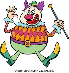 Cartoon illustration of funny circus clown comic character