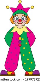 Cartoon illustration of funny clown. Cute and funny cartoon characters. Illustration for children.