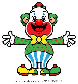 Cartoon illustration of Funny Clown greeting and smiles, best for mascot, logo, sticker, and decoration with circus themes