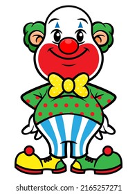 Cartoon illustration of Funny Clown standing and smiles, best for mascot, logo, sticker, and decoration with circus themes