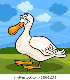 Cartoon Illustration of Funny Comic Duck Farm Bird Animal