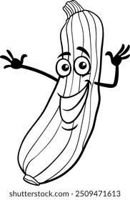 Cartoon illustration of funny comic zucchini or squash vegetable food character coloring page