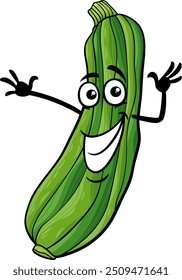 Cartoon illustration of funny comic zucchini or squash vegetable food character