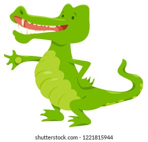Cartoon Illustration of Funny Crocodile Animal Character