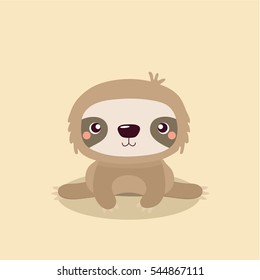Cartoon illustration funny and cute sloth.