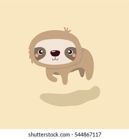 Cartoon illustration funny and cute sloth.