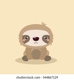 Cartoon illustration funny and cute sloth.