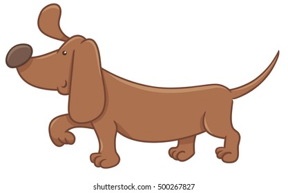 Cartoon Illustration of Funny Dachshund Dog Animal Character