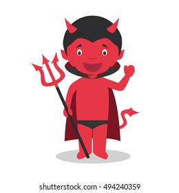Cartoon illustration of a funny devil for children