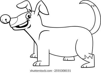 Cartoon illustration of funny dog comic animal character coloring page