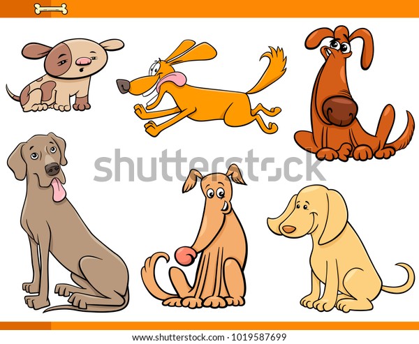 Cartoon Illustration Funny Dogs Animal Characters Stock Vector (Royalty ...