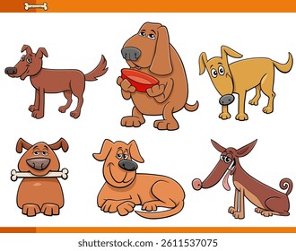 Cartoon illustration of funny dogs comic animal characters collection
