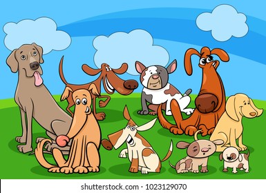 Cartoon Illustration of Funny Dogs Pet Animal Characters Group
