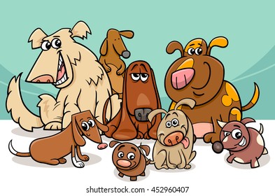Cartoon Illustration of Funny Dogs Pet Characters Group