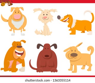 Cartoon Illustration of Funny Dogs or Puppies Pets Animal Characters Collection