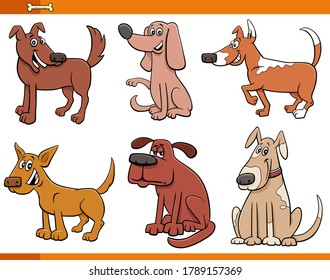 Cartoon Illustration of Funny Dogs and Puppies Comic Animal Characters Set