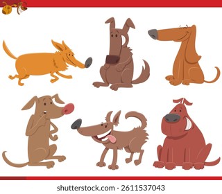 Cartoon illustration of funny dogs and puppies animal characters set