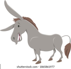 Cartoon illustration of funny donkey farm animal character