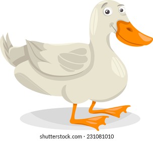 Cartoon Illustration of Funny Duck Farm Bird Animal