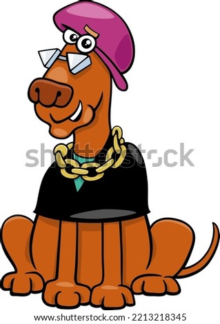 Cartoon illustration of funny eccentric dog animal character