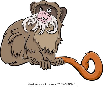 Cartoon illustration of funny emperor tamarin animal character