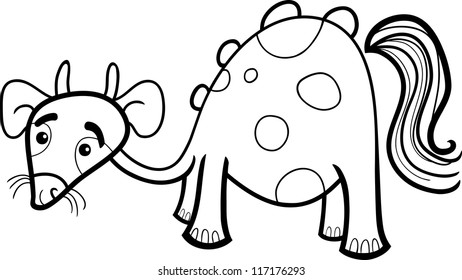 Cartoon Illustration of Funny Fantasy or Fairytale Character Creature for Coloring Book