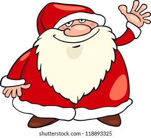 Cartoon Illustration of Funny Father Christmas or Santa Claus or Papa Noel