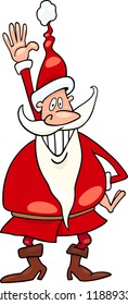 Cartoon Illustration of Funny Father Christmas or Santa Claus or Papa Noel