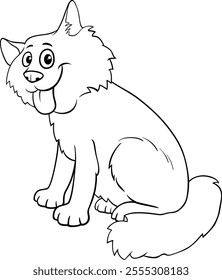 Cartoon illustration of funny fluffy cat comic animal character coloring page