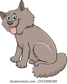 Cartoon illustration of funny fluffy cat comic animal character