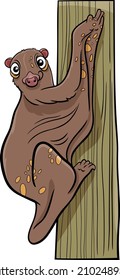 Cartoon illustration of funny flying lemur or colugo animal character