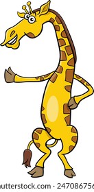 Cartoon illustration of funny giraffe comic animal character