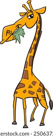 Cartoon illustration of funny giraffe comic animal character