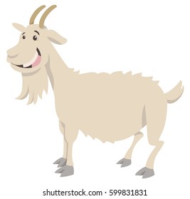 Cartoon Illustration of Funny Goat Farm Animal Character