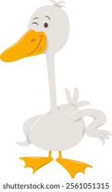 Cartoon illustration of funny goose bird farm animal Character