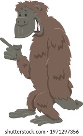 Cartoon illustration of funny gorilla ape comic animal character