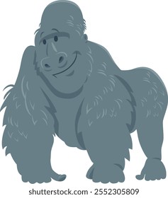 Cartoon illustration of funny gorilla ape wild animal character