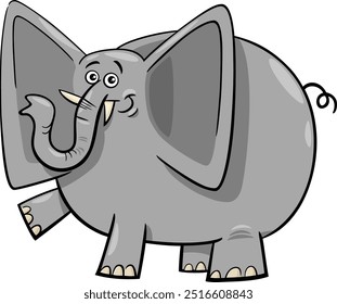 Ilustración de dibujos animados de personaje animal elefante gris divertido