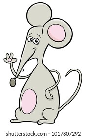 Cartoon Illustration of Funny Gray Mouse Comic Animal Character