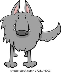 Cartoon Illustration of Funny Gray Wolf Wild Animal Comic Character