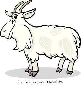 Cartoon Illustration of Funny Hairy Goat Farm Animal