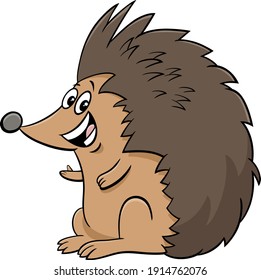 Cartoon illustration of funny hedgehog wild animal character