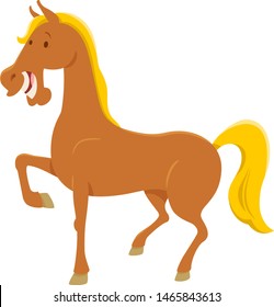 Cartoon Illustration of Funny Horse Farm Animal Comic Character